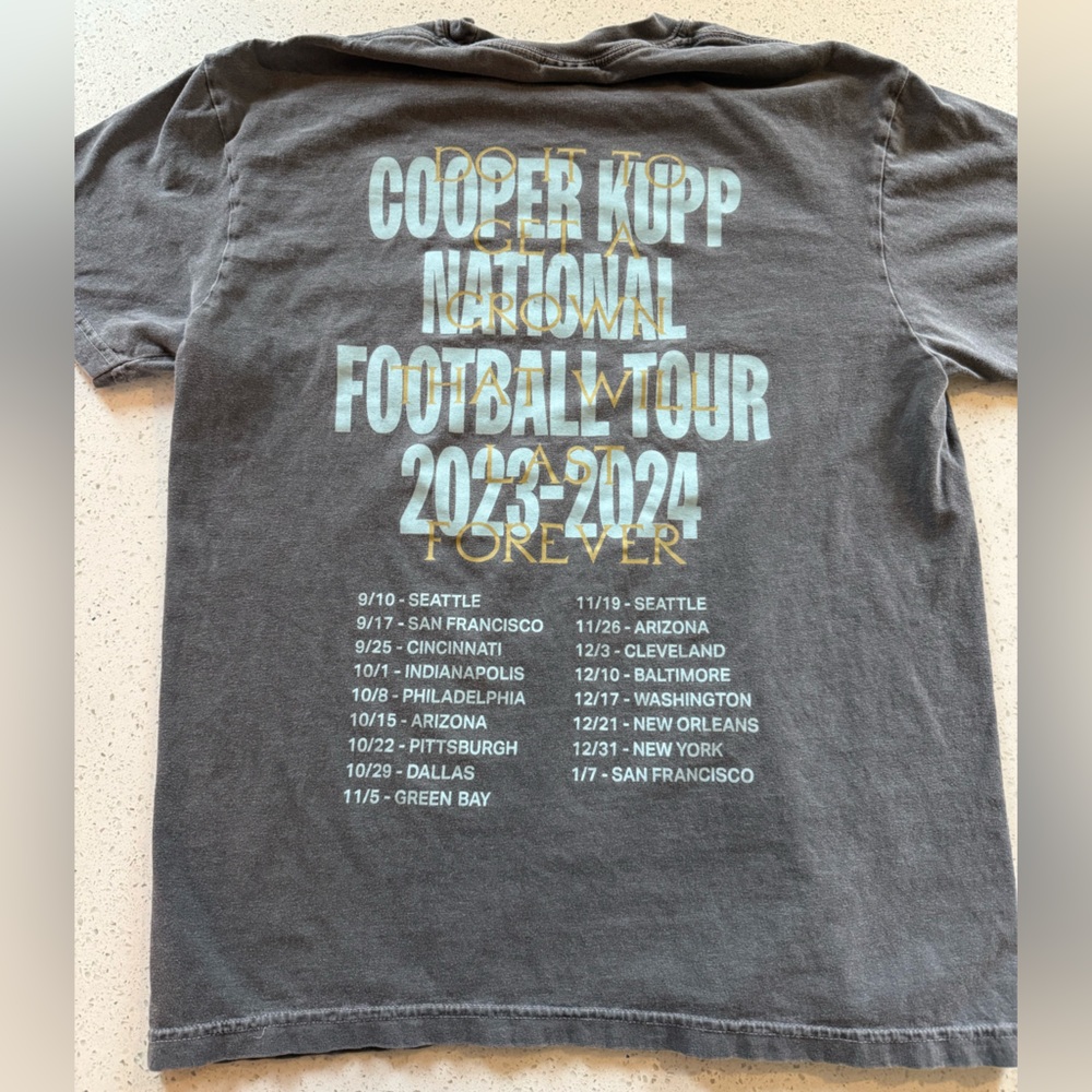 Cooper Kupp Limited Edition '2023 World Tour' Grey Comfort Colors T-Shirt Size M